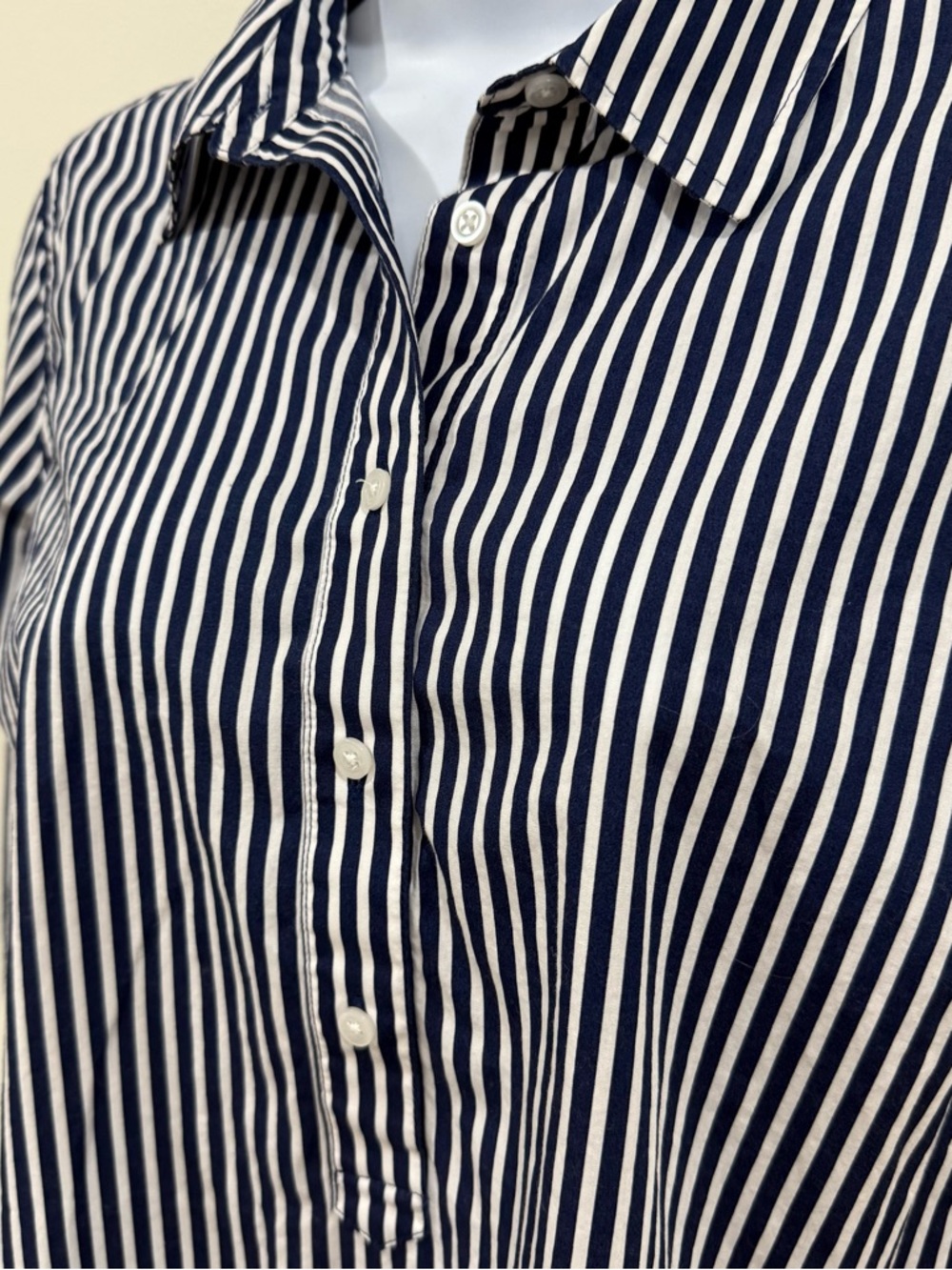 Talbots Navy and White Vertical Stripe Button-Up — Size S — Excellent Condition - Picture 3 of 10